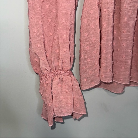 Fashion on Earth Pink Ruffle Long Sleeve Blouse XS - Picture 2 of 5
